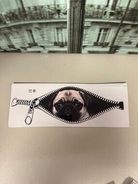 2PcCartoon Zipper Peeking Cat Dog Waterproof Scratch Cover Car Sticker Decal